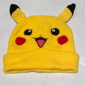 Pokemon Pikachu Cuffed Beanie Knit Hat Yellow Youth Kids Unisex One Size